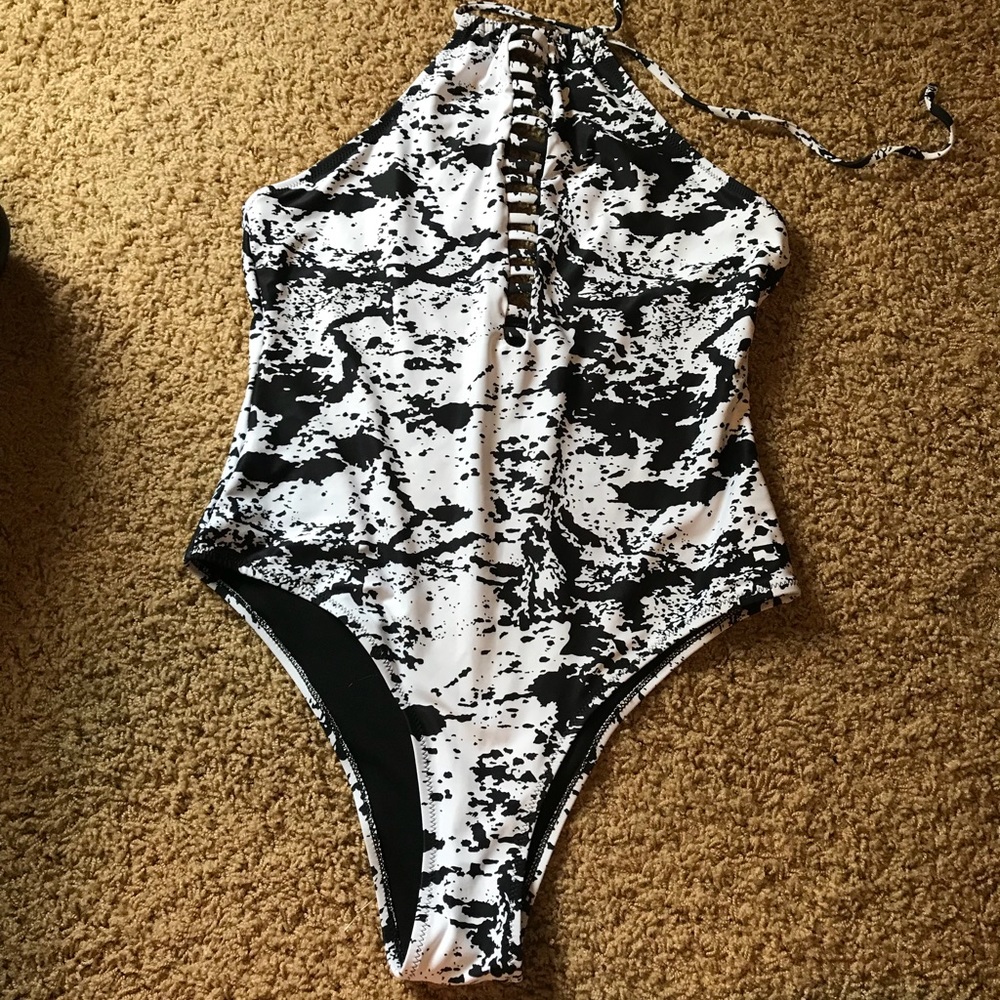 B&W One Piece Swimsuit